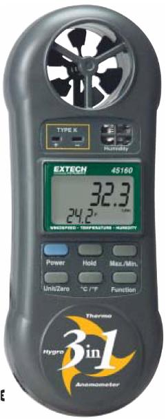 Extech 45160 3-in-1 Humidity, Temp,  Airflow Meter from MeterMall