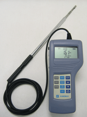 Kanomax A031 Multi-Function Hot-Wire Anemometer measures air velocity, volume, temperature and optional differential pressure.